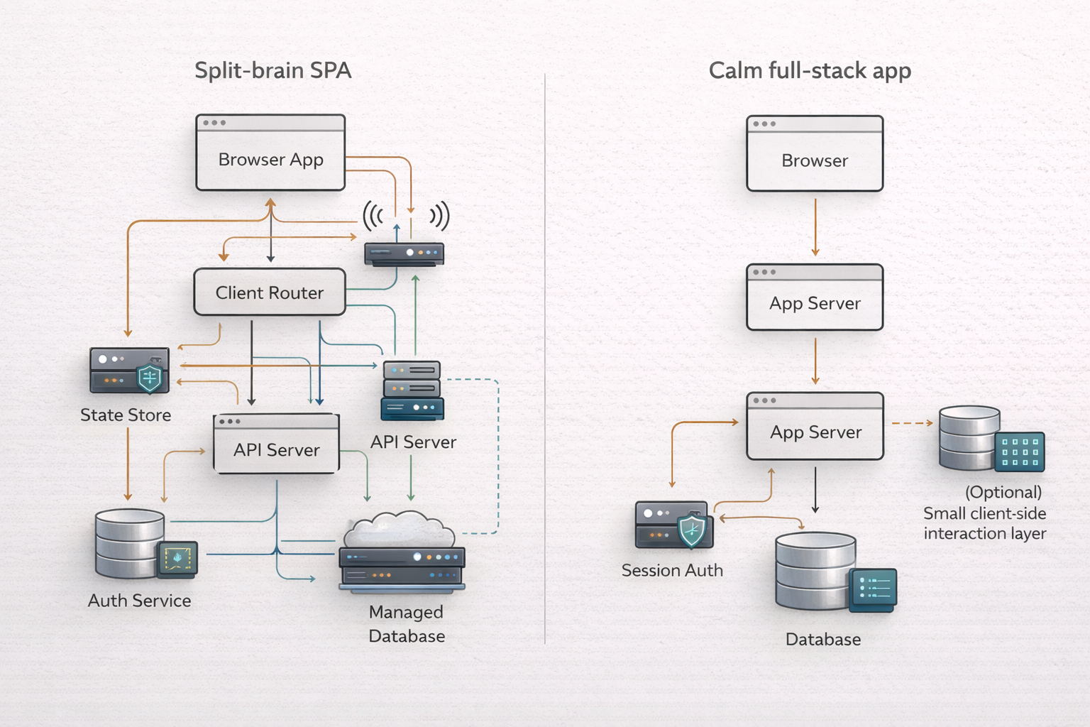 Split-brain web app diagram